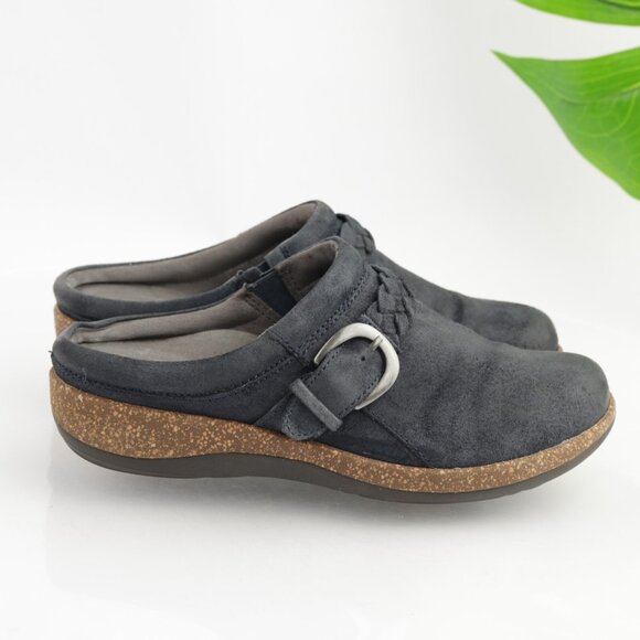 Aetrex Womens Libby Mule Size 7 Navy Suede Plantar Fasciitis Slip On Shoes Cork - Picture 11 of 11